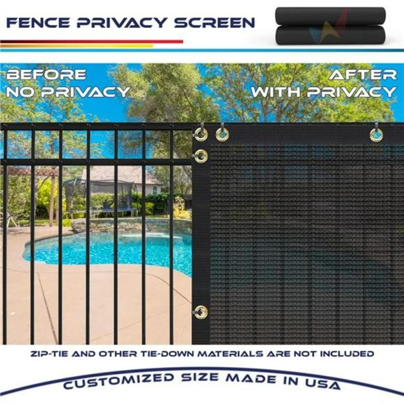 4'x25' Black Fence Privacy Screen Heavy Duty Fence Screening - Picture 6 of 6